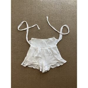 Bacio White Flowy Shorts with Yellow Polka Dots – Size M